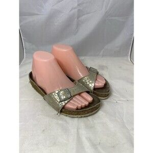 Birkenstock Madrid Birko-Flor Metallic Stones Silver Women's Sz US 8
